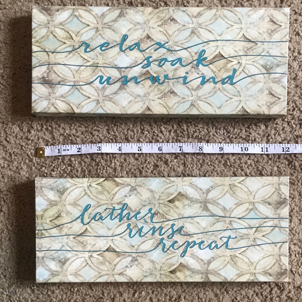 Blue and Taupe bathroom signs